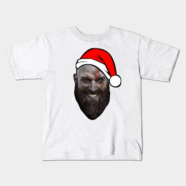 Smiley Santa Christmas Kratos Kids T-Shirt by StebopDesigns